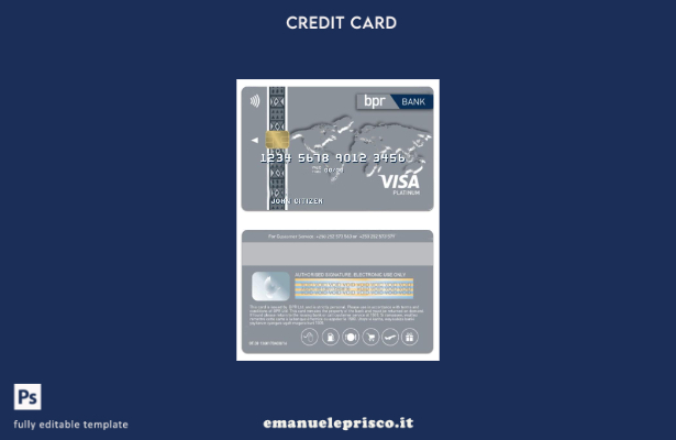 modello di carta di credito platino per visto bancario Burundi BPR in stile veri